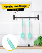 Pack of 2 Large Silicone Cooking Spoons,Non Stick Solid Basting Spoon,Heat-Resistant Kitchen Utensils for Mixing,Serving,Draining,Stirring (GREEN)