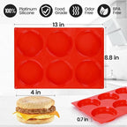 CAKETIME Jumbo Muffin Top Pan, Silicone Egg Molds for Breakfast Sandwiches 4 Inch Large Egg Baking Pan for Oven English muffins, Whoopie Pies, Corn Bread, Egg bites, Tarts 2 Pack Red