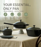 10.5 Inch(3.8QT) Ceramic Pan with Lid,Non Stick Frying Pans Cast Aluminum Deep Sauté Pans,Ti-Ceramic Non Toxic Pix Pan with Wooden Spatula and Scrubber-Midnight Hearth