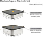 YUPER Stainless Steel Food Containers, Meal Prep Containers, Sandwich Containers, Stainless Steel Containers with Lids Fruit Lunch Snacks Storage, 2 Pack (40+67OZ)