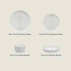 Gibson Home Modern Opal (Service for 4) 16 Piece Glass Chip Resistant Dishes Double Plates and Bowls Lightweight Dinnerware Set