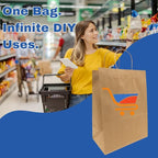 ASSUREPAK DIY Paper Bags - 200 units - Kraft Color - 12"x9"x16" - 74 LB (110 GSM strong) Twisted Handle - Kraft/Natural - Recyclable Food & Supermarket Bags for Decorating & Branding