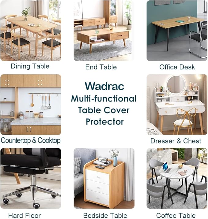 Clear Plastic Table Protector PVC Tablecloth Cover Vinyl Table Cloths Easy Clean Waterproof Wipeable Furniture Desktop Topper Pad for Dining Kitchen Conference Coffee Computer Desk Mat 40x75 inch