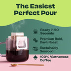 Copper Cow Coffee Premium Pour Over Single-Serve Vietnamese Coffee Pouches (8 pack) | Vanilla | Dark Roast | Flavored with Vanilla Beans | Convenient Vietnamese Ground Coffee Packets, Travel Friendly