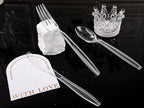 Liacere 360PCS Heavy Duty Clear Plastic Silverware, 150 Forks, 150 Spoons, 60 Knives, BPA-Free, Heat Resistant, Disposable Plastic Utensils Set, Plastic Cutlery Set, Plasticware Bulk for Party