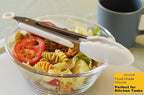 Silicone Kitchen Tongs 9-Inch Stainless Steel Basics Tongs with Non-Stick Silicone Tips, Set of 3 (White)