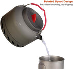 REDCAMP 1.4L Outdoor Camping Kettle with Heat Exchanger, Aluminum Camp Tea Kettle with Carrying Bag, Compact Lightweight Coffee Pot