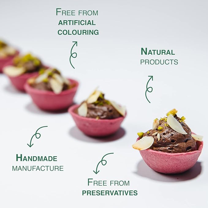 CROC'IN - Fuchsia Mini Tart Shells - Edible Appetizer Or Dessert Cups - Pastry Pans - Artisanal & Vegan Confection - 60 Pieces