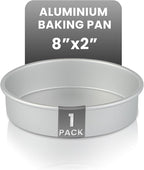 Restaurantware-Met Lux 8 x 2 Inch Straight-Sided Baking Tin, 1 Round Cake Pan - Oven-Ready, Freezable, Anodized Aluminum Round Baking Pan, Greaseproof, For Layer Birthday Cake