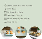 The Silicone Kitchen Reusable Silicone Baking Cup Silicone Muffin Liners for Cupcakes, BPA Free, Regular, 24 Pack, White Blue Green