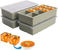 1/2 Cup Silicone Freezer Tray With Lid - Silicone Freezer Molds 4-Pack For meal prep & freezing of various sauces and other dishes, makes 32 perfect 1/2 cup portions cubes (Green 4 Pack)