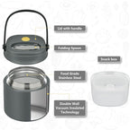 2 - in - 1 Soup Thermo for Hot Food 14oz with Snack Box Container Leak Proof Insulated Lunch Container Kids and Adults Stainless Steel Double Wall Vacuum Wide-mouth Thermal with Spoon and Handle