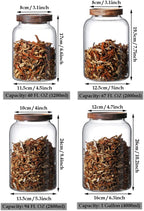 Large Glass Jars with Airtight Wooden Lid, Food Storage Glass Canister, Clear Cereal Storage Container for Flour, Sugar, Coffee Beans, Snack (94 FL OZ (2800ml))