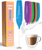 Elementi Powerful Frother Wand – Lightweight Milk Frother & Drink Mixer Handheld, Matcha Whisk for Dreamy Lattes, Powerful Coffee Mixer Wand & Blender Stirrer - Make Creamy Cappuccinos (Electric Blue)