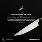 DURA LIVING 2-Piece Kitchen Knife Set – Ultra Sharp Precision German Stainless Steel Blades, 5” Utility & 3.5” Paring Knife with Ergonomic Handles, Multipurpose for Slicing & Peeling, Black Handle