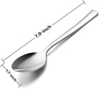 Dinner Spoons Set of 6, E-far 7.9 Inch Stainless Steel Soup Spoons Tablespoons for Home, Kitchen or Restaurant, Non-toxic & Mirror Polished, Squared Edge & Dishwasher Safe