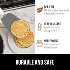 GORILLA GRIP Patented BPA-Free Non-Scratch Spatula, Heat Resistant Flexible Silicone Head for Nonstick Cooking Pans, Soft Rubber Handle, Kitchen Spatulas for Flipping Eggs, Pancakes, 11.6 in, Gray