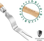 Berry&Bird Hand Weeder Tool, Stainless Steel Gardening Weed Puller, 12.1" Manual Weeding Removal Cutter Tool with Ash Wood Handle for Planting, Weeding, Flower & Vegetable Care in Garden Lawn Yard