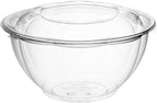 Mr Miracle Clear 32 Ounce Plastic Salad Bowls with Snap-On Lids. Pack 50. Airtight Disposable Salad Containers for Lunch, Meal Prep, Parties. Ideal as Disposable Salad Bowls with Lids