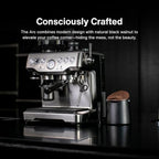 CREMA Coffee Products Arc Knock Box | Holds 12–16 Espresso Pucks| Durable,Stain-ResistantBuild withNon-Slip Base|Elegant WalnutPlastic Lid Design| EasyClean-Up &Moisture Control|Black Finish