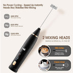 DSP Milk Frother Handheld Rechargeable, Frother for Coffee, Drink Mixer with 3 Speeds 10200RPM, Kitchen Powerful Frother Wand, Suitable for Stirring Eggs, Milk, Juice, Milk Powder (Jet Black)