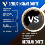 VitaCup Genius Instant Coffee Packets, Increase Energy & Focus, Keto Coffee, Serve Hot or Cold Brew, MCT Oil, Turmeric, B Vitamins, D3, Bold & Smooth,100% Arabica Coffee in Single Serve Sticks, 24 Ct