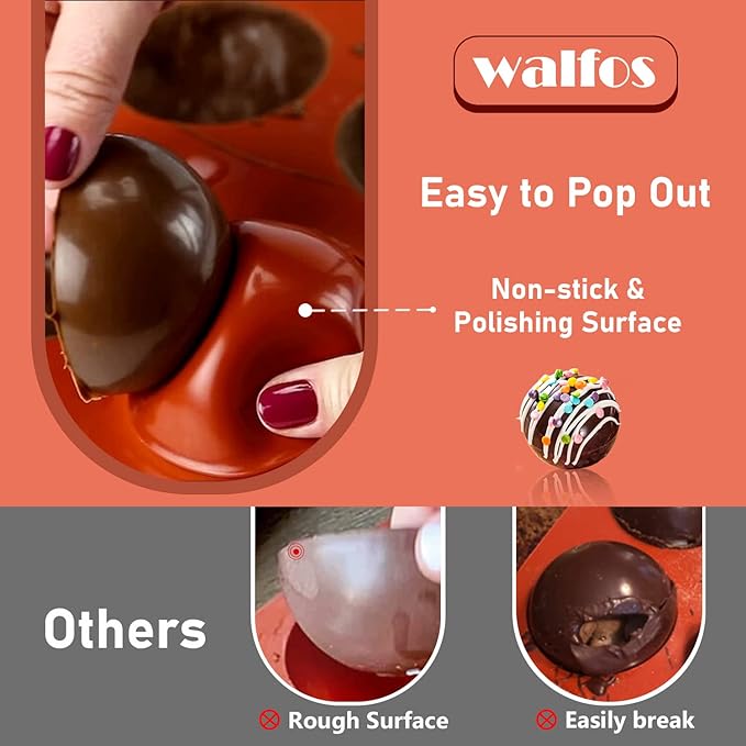 Small 15-Cavity Semi Circular Silicone Mold, 2 Packs Half Sphere Silicone Baking Molds for Making Jelly, Chocolates and Cake