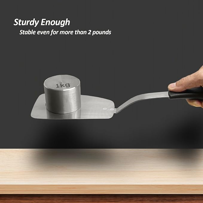 Stainless Steel Flexible Spatula Solid Turner, XiaoZu Thin Metal Spatula for Cast Iron Skillet, Thin Blade and Heat Resistant Silicone Handle, Great for Egg, Cookie, Meat, Crep, Medium + Large