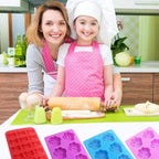 4 Pcs Silicone Candy Chocolate Molds, FineGood Puppy Dog Paw & Bone Shaped Ice Cube Trays Cookies Baking Pans for Making Frozen Dog Treats Soap Bars - Red, Blue, Purple, Pink