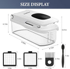 Ourokhome Chopper Vegetable Cutter with Container, Manual Hand Food Onion Dicer with 2 Chopping Blades for Potato Strips, Veggie Cubers, Carrot Sticks, Essential Kitchen Gadgets (2 in 1, White)