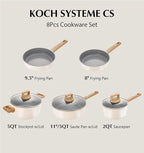 KOCH SYSTEME CS Nonstick Ceramic Cookware Set, 8 Piece Pots and Pans Set with Stay-Cool Handles, Non-toxic Ceramic Kitchen Cooking Set, Induction Compatible Dishwasher Safe, PFAS and PFOA Free, 8pcs