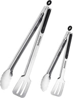 16-inch & 12-Inch Grill Tongs for Cooking BBQ Heavy Duty Extra Long Grilling Tongs, Premium Set 2 pack