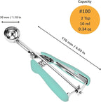 Mine Cookie Scoop, 2Tsp/10ml/0.34oz Cookie Scoops for Baking, 18/8 Stainless Steel Cookie Scooper for Baking, Cookie Dough Scoop with Non-slip Grip (Mint)