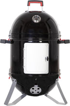 MFSTUDIO 18" Vertical Smoker and BBQ Grill, Pure Porcelain-Enameled Cooker, Heavy Duty Charcoal & Woods Outdoor Grill for Smoker, Black