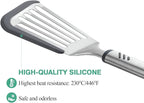 Fish Spatula for Nonstick Cookware, Stainless Steel Slotted Spatula with Silicone Edge, Flexible Metal Turner for Cooking, Flipping, Frying, 12.6" Egg Flipper Utensils, Heat Resistant Handle