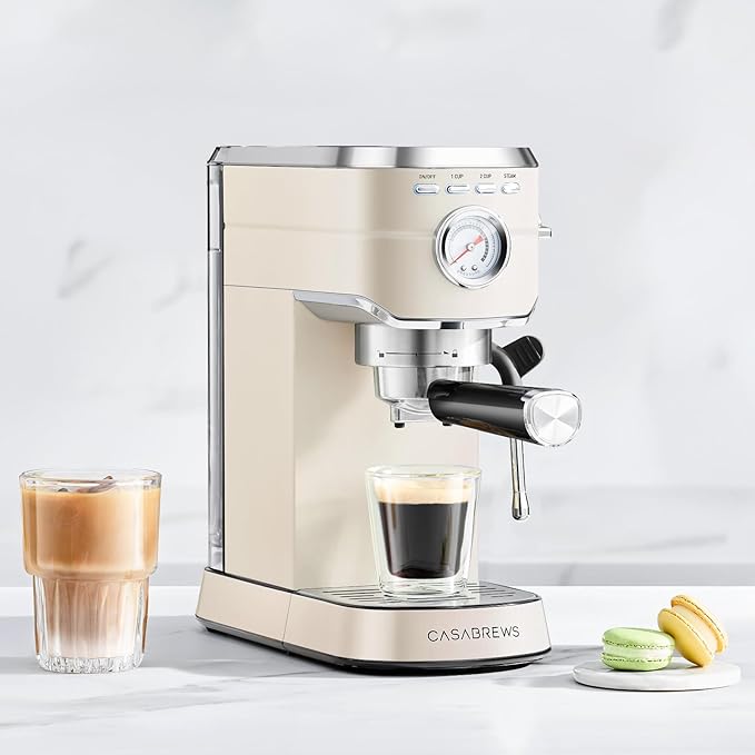 CASABREWS CM5418 Espresso Machine 20 Bar, Espresso Maker with Milk Frother Steam Wand, Stainless Steel Espresso Coffee Machine with 34oz Removable Water Tank, Creamy