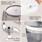 Manual Food Processor & Vegetable Chopper White - 2.3 Cup Mini Hand-Pull Cord Kitchen Chopper for Onion, Garlic, Vegetables with 3 Stainless Steel Blades