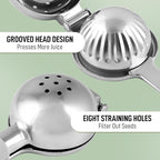 Zulay Kitchen Lemon Squeezer Stainless Steel with Premium Quality Heavy Duty Solid Metal Squeezer Bowl - Large Manual Citrus Press Juicer and Lime Squeezer Stainless Steel - Silver