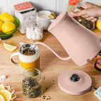 Beautiful 1L Electric Gooseneck Kettle, Precision Pour Spout, 1200W Fast Boil, Auto Shut-Off, Cordless, Stainless Steel, Tea & Coffee Maker with Ergonomic Handle, Matte Finish (Rose)