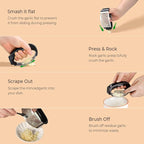 Garlic Press Rocker Stainless Steel Garlic Crusher, Mincer and Chopper with Peeler and Scraper,brush, Easy Kitchen Gadget for Effortless Smashing