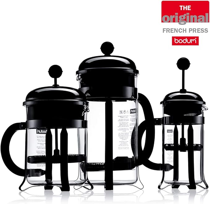 Bodum 34oz Chambord French Press Coffee Maker, High-Heat Borosilicate Glass, Stainless Steel, White – Made in Portugal