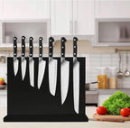 Resafy Magnetic Knife Holder-16X12 Inches Double Side Acacia Black Wooden Knife Block Rack Universal Stands with Strong Enhanced Magnets Strip for Kitchen Counter,Large Organizer Without Knives