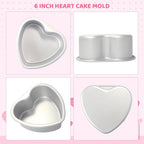 Heart Shaped Cake Pan 6 Inch Aluminum Cake Pans Heart Cake Tin Baking Cake Mold for Valentine's Weddings Birthday Party (3, 6 inch)