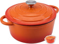 Enameled Cast Iron Dutch Oven Pot with Lid Heavy-Duty Cookware for Bread Baking, Braising, Stews, Roasting,7QT，orange