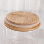 2pcs Glass Storage Canister with Airtight Lid Kitchen Clear Flour Sugar Storage Jar Large Glass Containers with Bamboo Lids Suitable for Coffee Beans Biscuits Pasta and Cereals