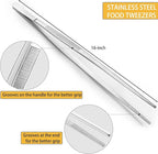 JETKONG 16 Inch Cooking Tweezers Extra Long Kitchen Tweezers, Large Stainless Steel Tweezer Tongs for Cooking Grilling and BBQ