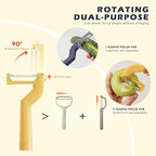 90° Rotatable Fruit and Vegetable Peeler, Sharp Stainless Steel Swivel Blades Potato Peelers for Kitchen, Built-in Eye Remover Veggie Fruit Potato Carrot Apple Peeler with Blade Cover