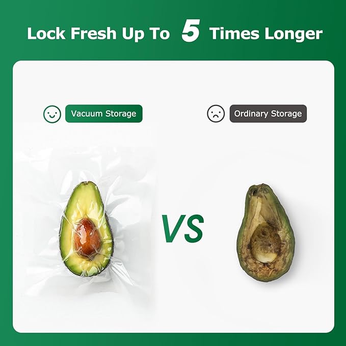 FRESKO Vacuum Sealer Bags Food Rolls 6 Packs - 8" x 20' & 11" x 20', Commercial Grade Seal a Meal Bags for Storage Food and Sous Vide, BPA Free, Customized Size for Vacuum Sealer