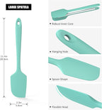 600°F Heat Resistant Silicone Spatula, Doosu High Temp Flexible Kitchen Rubber Bowl Scrapers Food Grade Seamless Baking Supplies Scratch-Proof for Scraping Non-Stick Pans (11.4in, Aqua Sky)