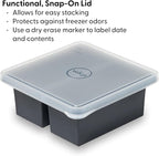 W&P Cup Cubes Silicone Freezer Tray with Lid, Charcoal, Makes 2 Perfect 2-Cup Portions, Freeze & Store Soup, Broth, Sauce, Leftovers, Dishwasher Safe